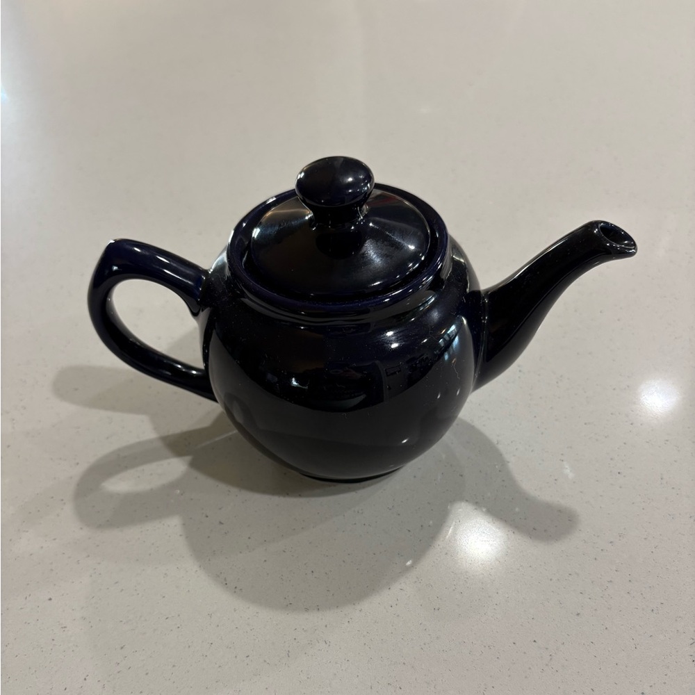Deep dark Cobalt blue vintage teapot with lid Japanese English tea